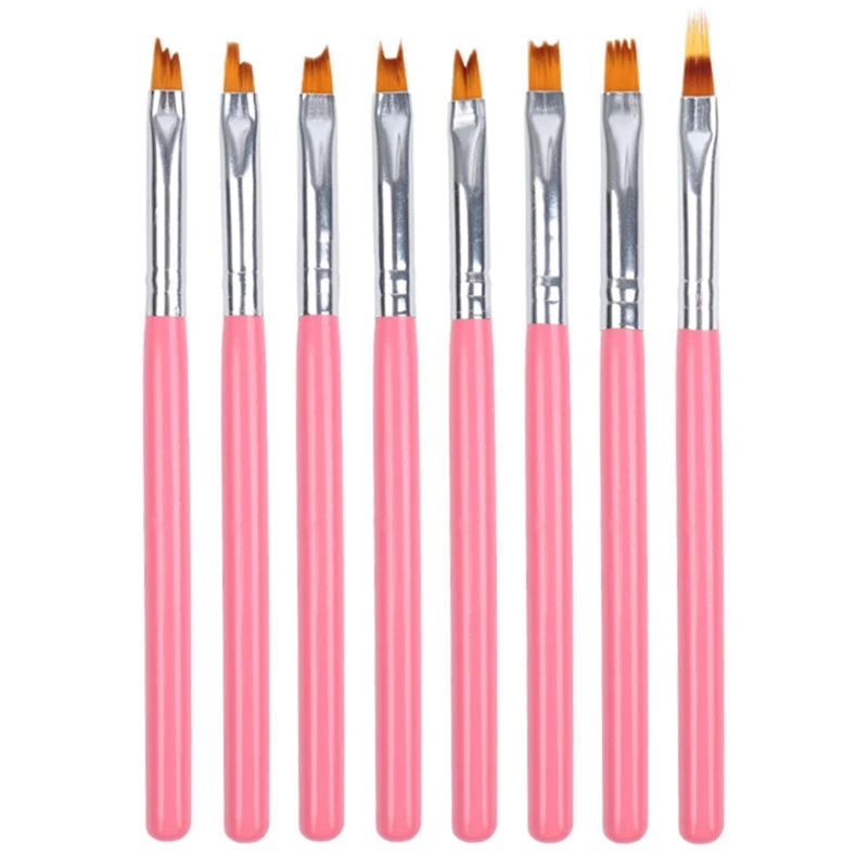 

8Pcs/set Nail Art Brush for Nail Gel Line Flower Painting Pen Brush Wooden Handle Nylon Hair Acrylic Nail Art Tool for Gel
