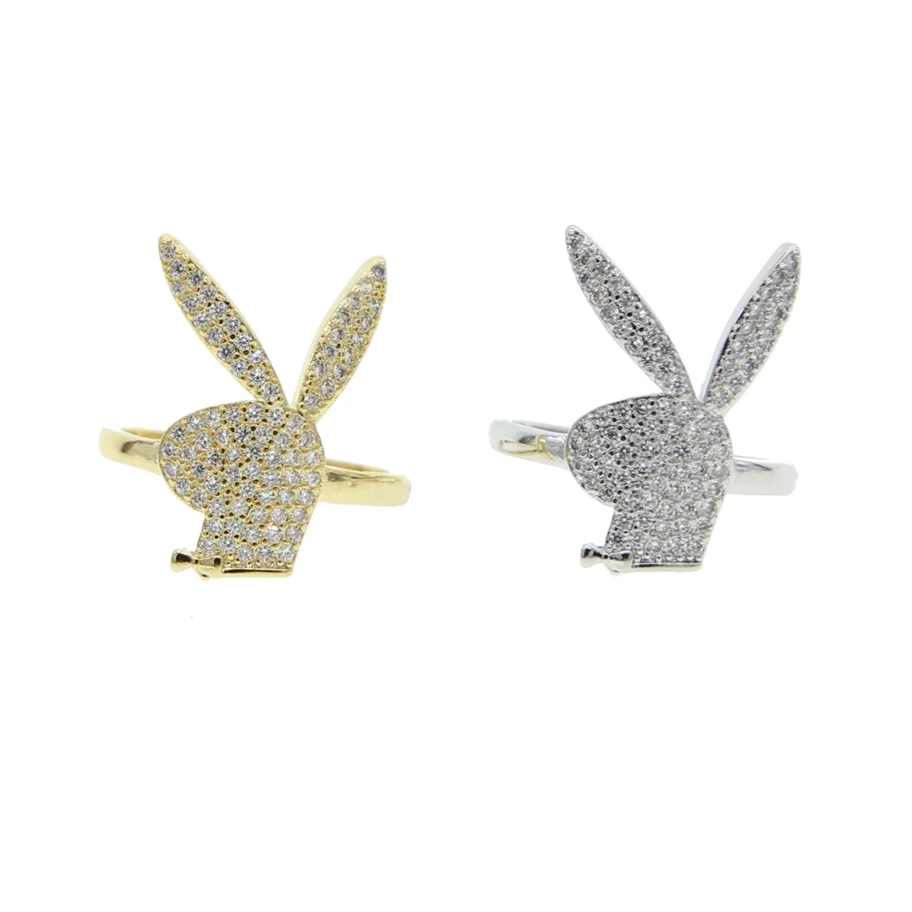 

YPAY 2021 New CZ Bunny Rings For Women Chili Hot Pepper Carrot Animal Open Adjust Size Bunny Ring Jewellery Party Gift