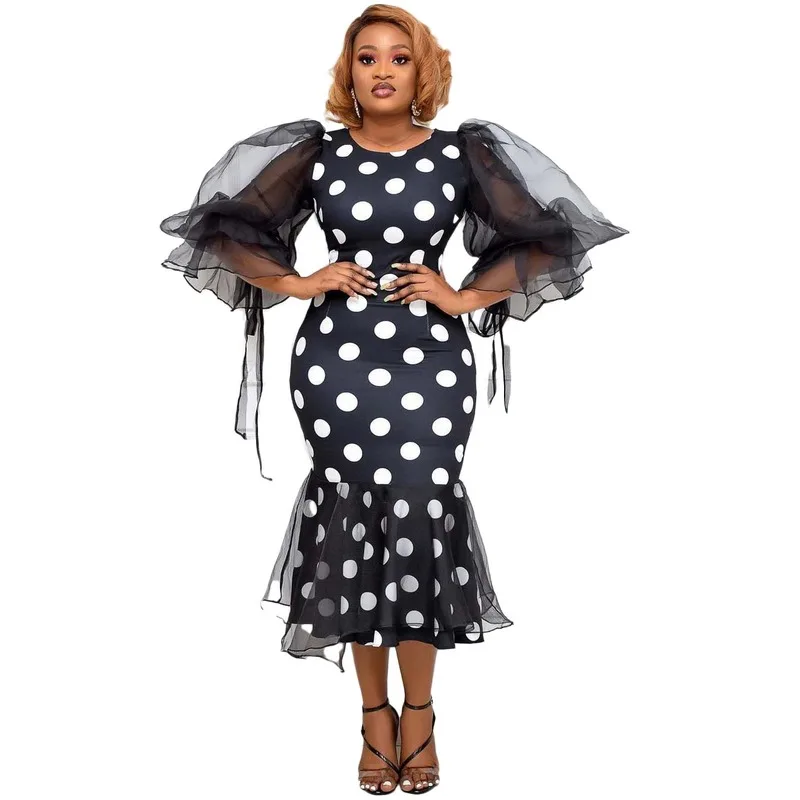 В африканском стиле на высоком каблуке в винтажном С рукавами фонариками платье