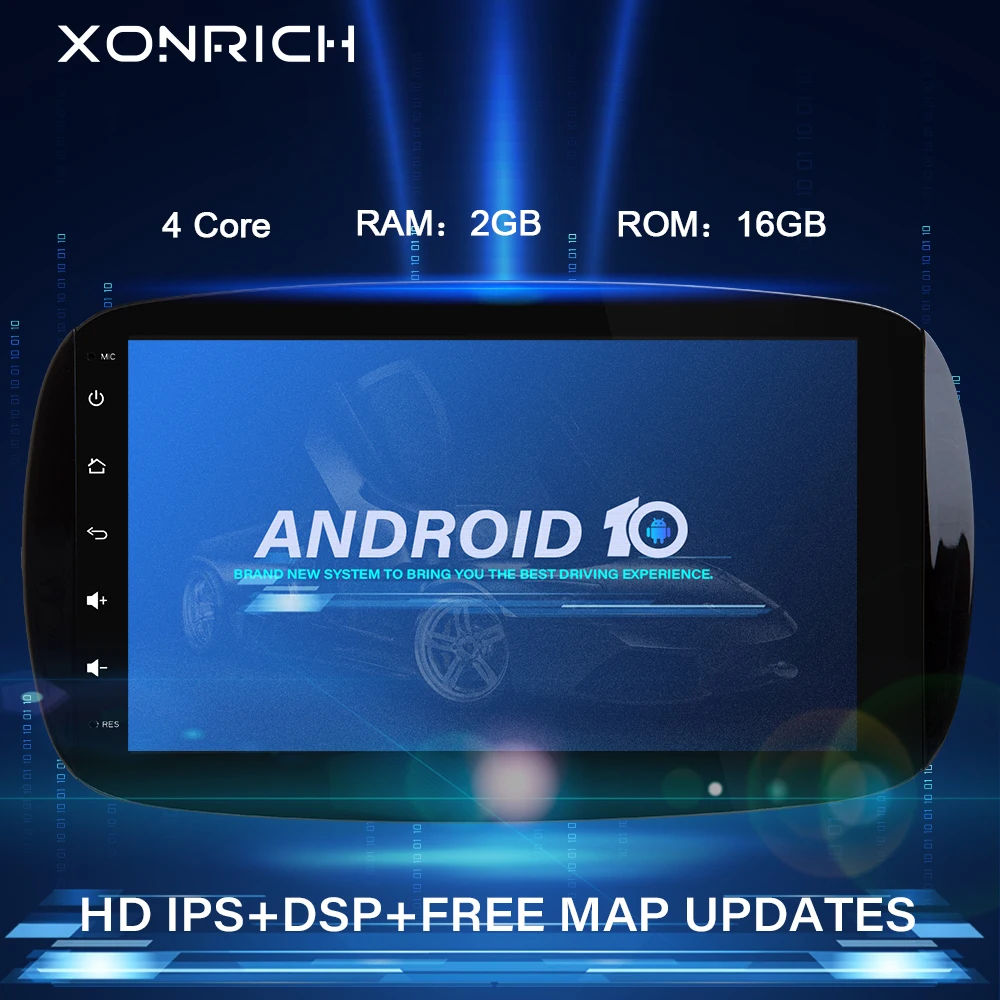 Автомагнитола IPS DSP 2 Гб ОЗУ 1 din Android 10 мультимедийный плеер для Mercedes Smart Fortwo 2015 2016 2017