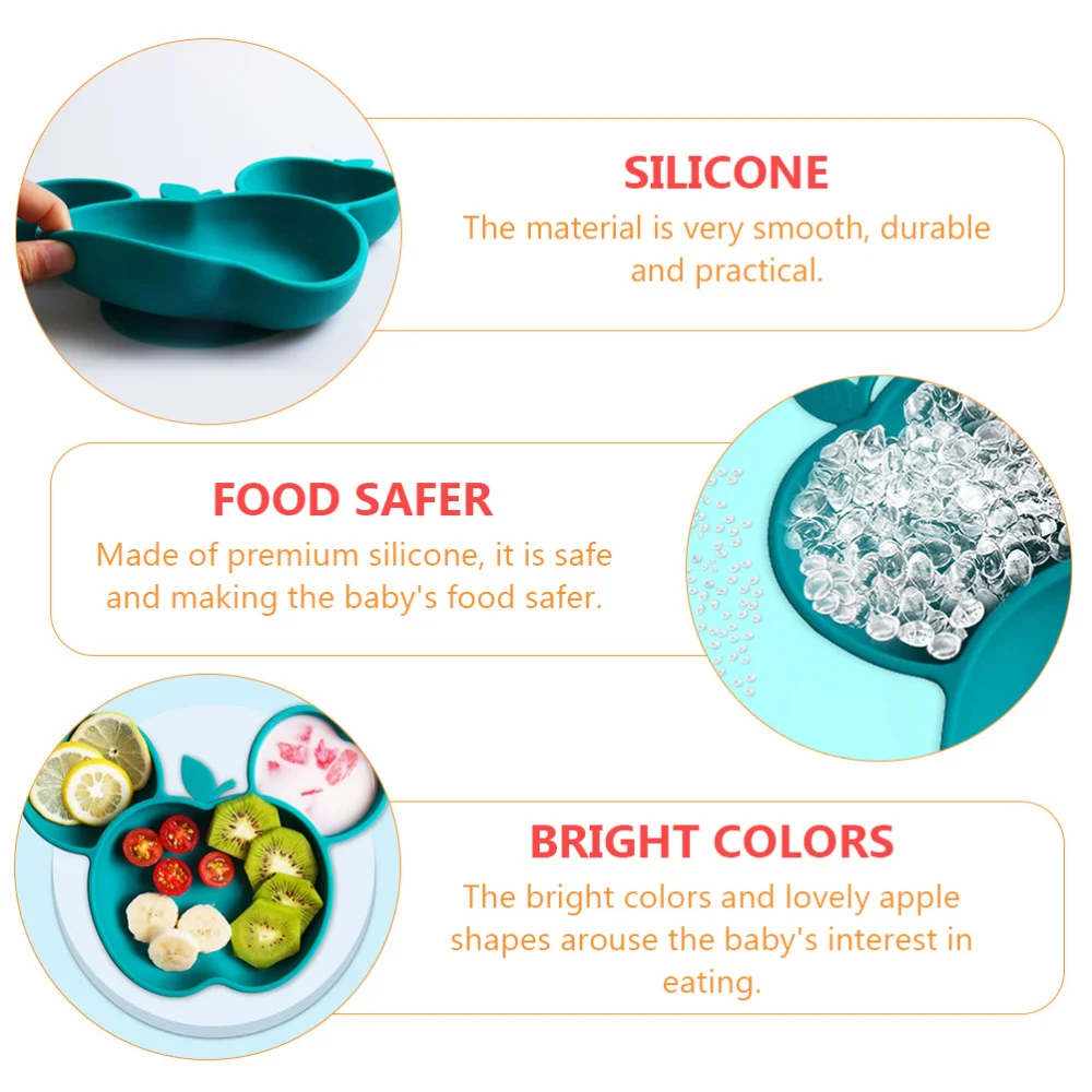 

1pc Children Silicone One-piece Dividing Plate Silicone Eating Plate for Kids