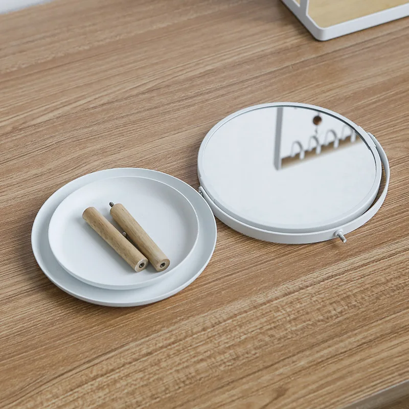 

Desktop Jewelry Storage Double-sided Makeup Mirror Double-layer Storage Rack Flip Dressing Mirror