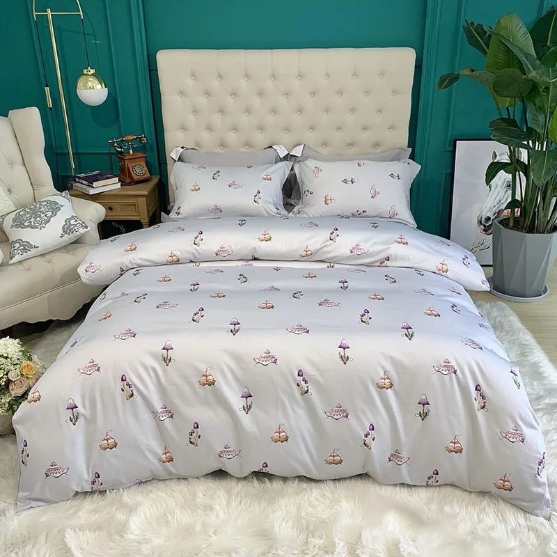 

HD print Botanical Floral Duvet Cover Set Egyptian Cotton 4Pcs Bedding Set Quilt Cover Bed sheet Pillowcases King Queen 4Pcs