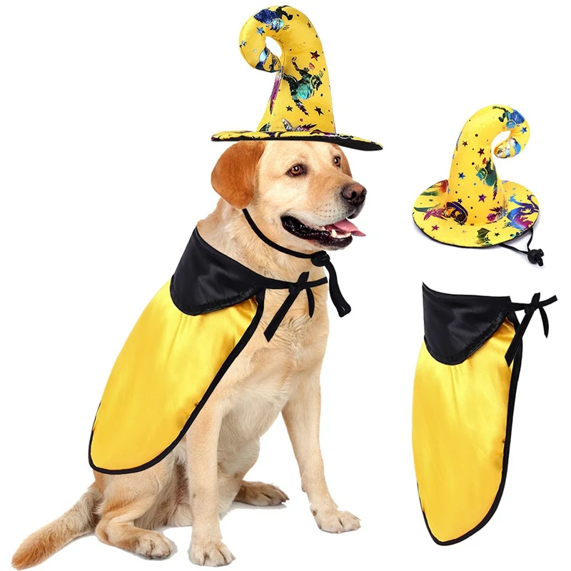 Желтая шляпа ведьмы для собак и кошек костюмы домашних животных на Хэллоуин