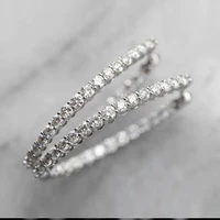 huitan silver plated cute oval hoop earrings for women full round zircon high quality fashion versatile female jewelry hot sale