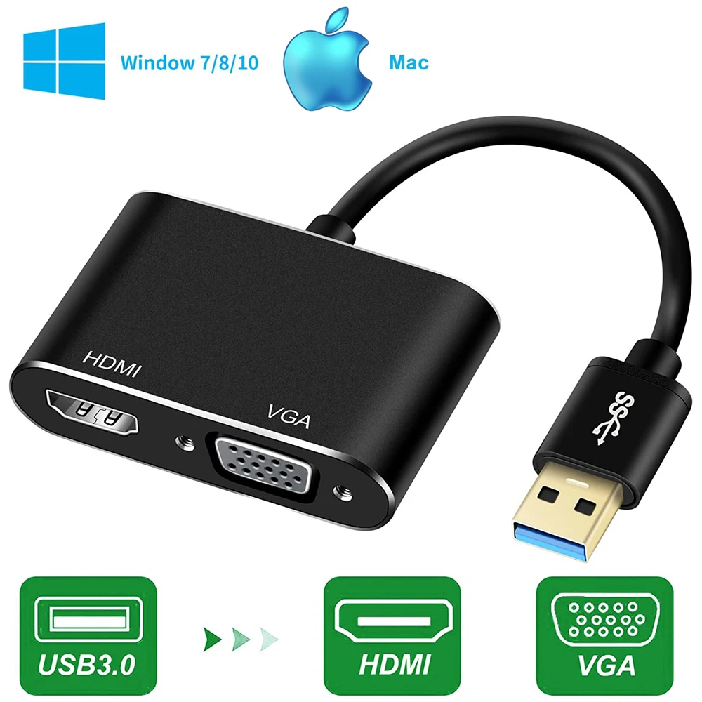 Navceker USB 3 0 к HDMI VGA адаптер HD 1080P мульти дисплей 2 в 1 конвертер аудио видео кабель для
