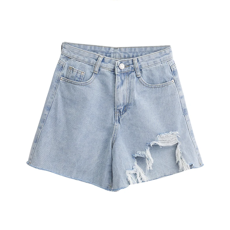 

Plus Size 5XL Denim Women Shorts Fur-lined Hole High Waist A-line Korean Style BF Students Design Summer New Fashion Chic Casual