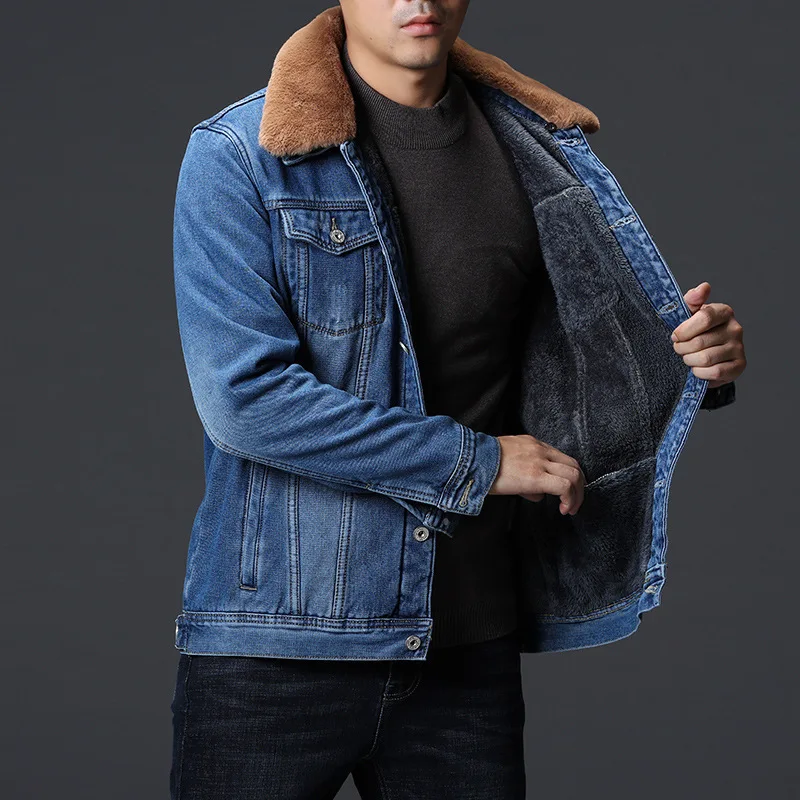 

Autumn Winter Men's Denim Jackets Trendy Casual Loose Denim Coats Mens Streetwear Jean Cowboy Clothing Plus Size 5XL Masculina