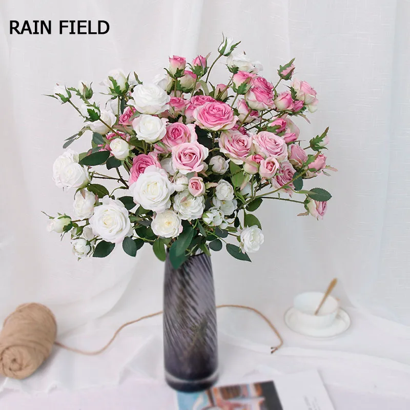 Искусственные цветы роза 9 головок шелковые свадебные украшения для дома