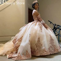 real photos rose gold quinceanera dresses vestido de 15 anos appliques beads sweet 16 dress masquerade prom birthday party gowns