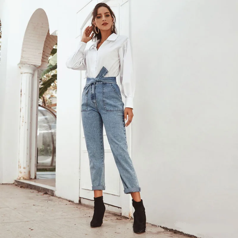 

Women's Spring Autumn High Waist Ankle-Length Pants Feamle Loose Vintage Straight Jeans Lady Casual Oversize Trousers 2021 Hot