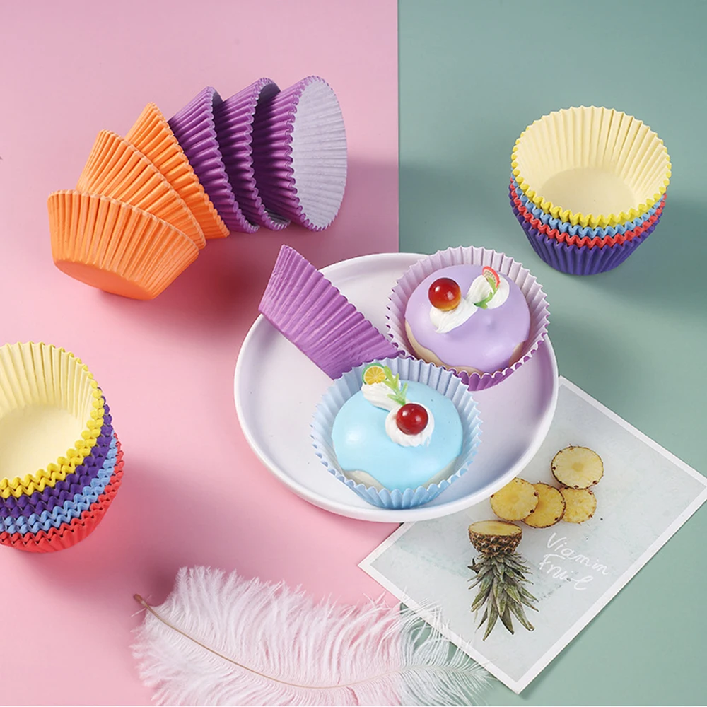 450 шт милые цветные бумажные вкладыши для кексов чистый цвет чашки выпечки Маффин