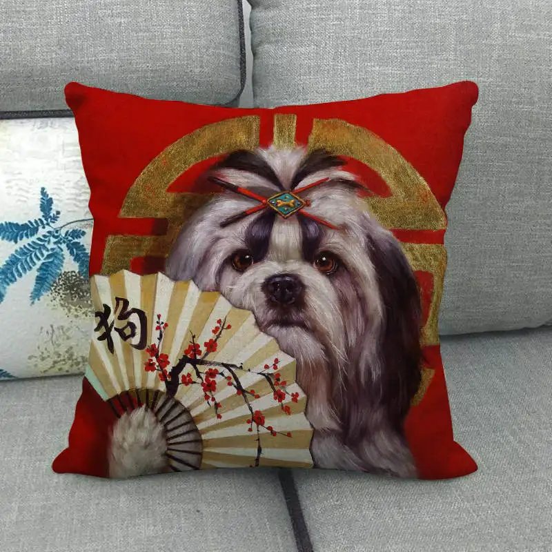 45 см * масляная живопись собаки дизайнерские льняные/Хлопковые наволочки для