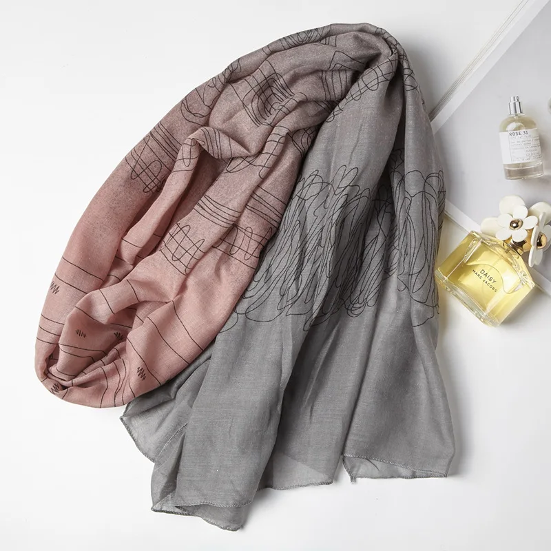 Gray pink Scarf Осень женский пэчворк хлопок и лен шарф женские шарфы широкий браслет одеяло теплый палантин Повседневный мягкий женский длинный платок - Цвет: Gray pink Scarf