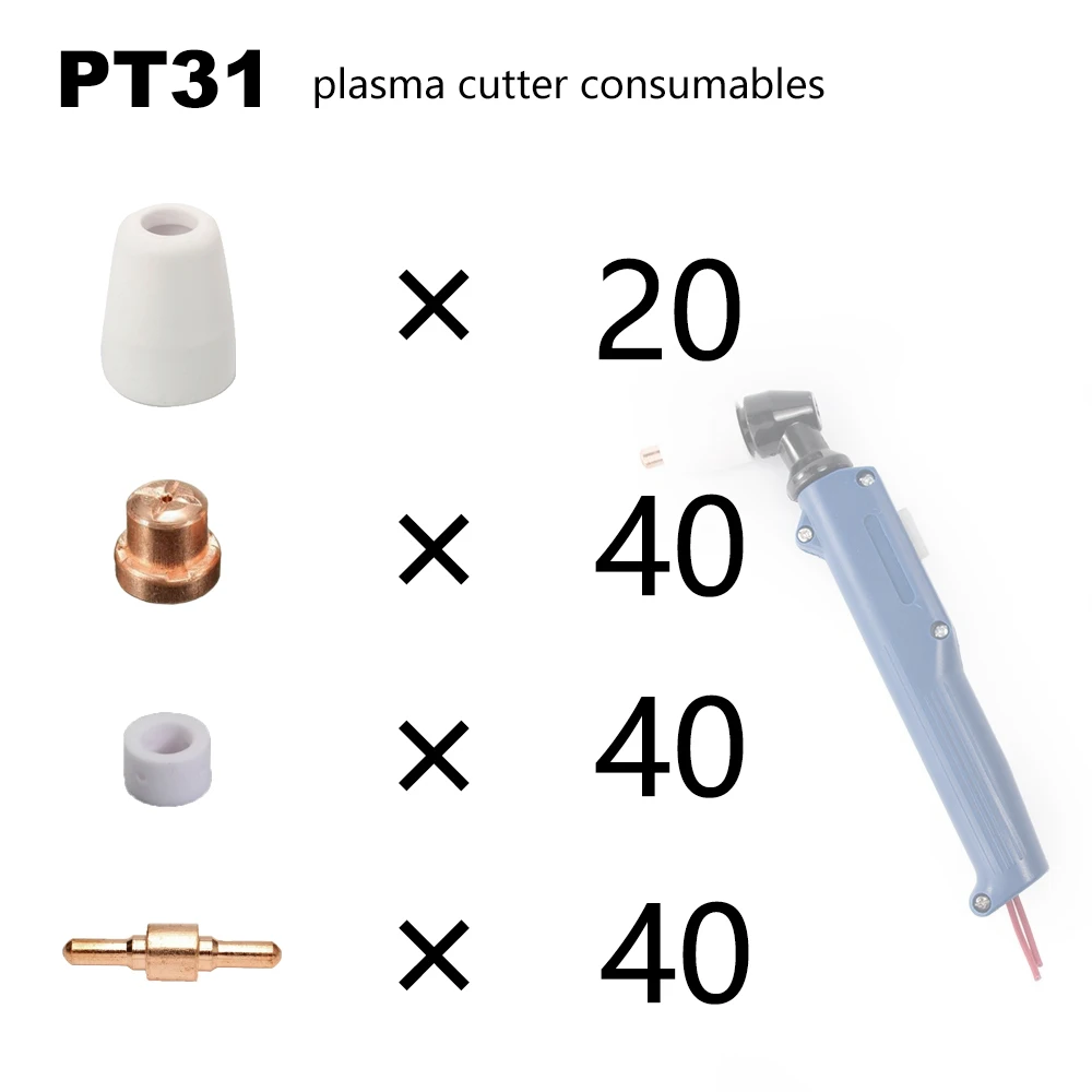 140pcs PT31 Plasma Cutting Machine Consumables Plasma Torch Tip Electrode Consumable Cutter Kits LG40 Accessories