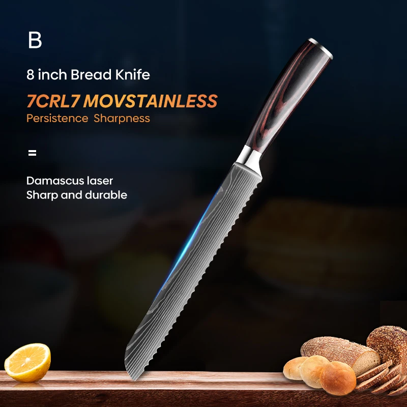 Кухонный нож шеф-повара 8 дюймов из нержавеющей стали ножи для хлеба суши мяса