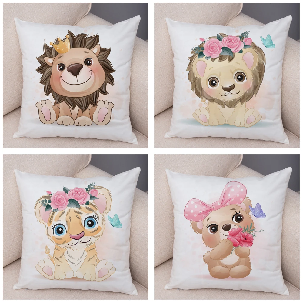 Милый жираф Лев планшетофон Декор мультяшный животный принт наволочка мягкая