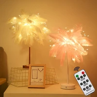 remote control feather night light usbaaa battery diy creative fairy desk lamp for home living room bedroom party wedding decor