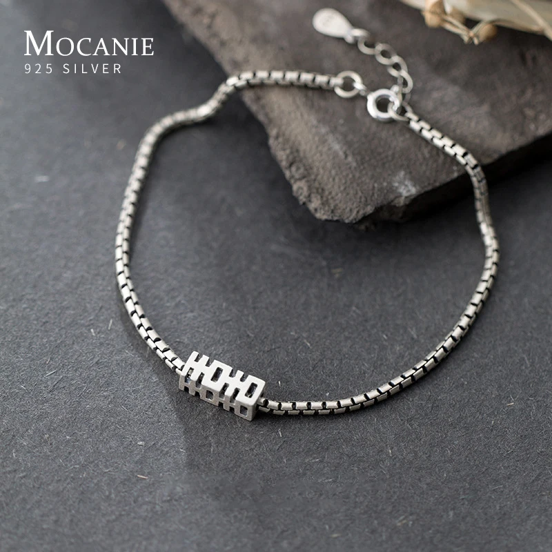 

Mocanie Classic Design Letter Sterling Silver 925 Hight Quality Charm Bracelet for Women Link Chain Fine Jewelry Accessories