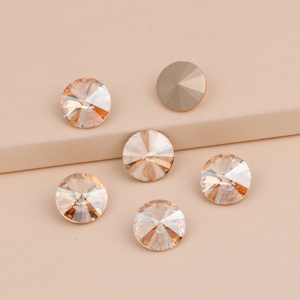 

Rivoli Shape Golden Color Different Size of Crystal Best Quality Glitter Glass Rhinestones Nail Rhinestone 3D DIY Rhinestones