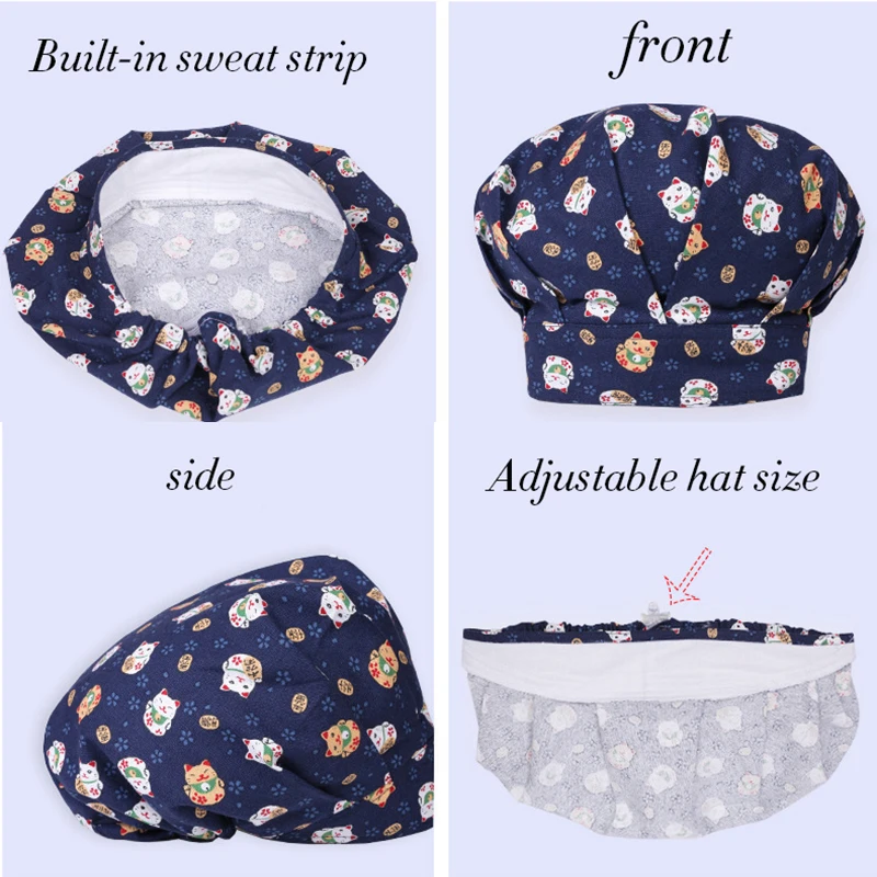 2020 скраб-кепки женские хлопковые лабораторные докторские шапки с принтом