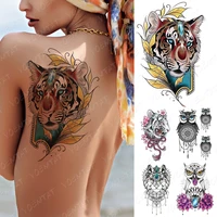 waterproof temporary tattoo sticker jewel diamond tiger flash tattoos owl lace dream catcher body art arm fake tatoo women men