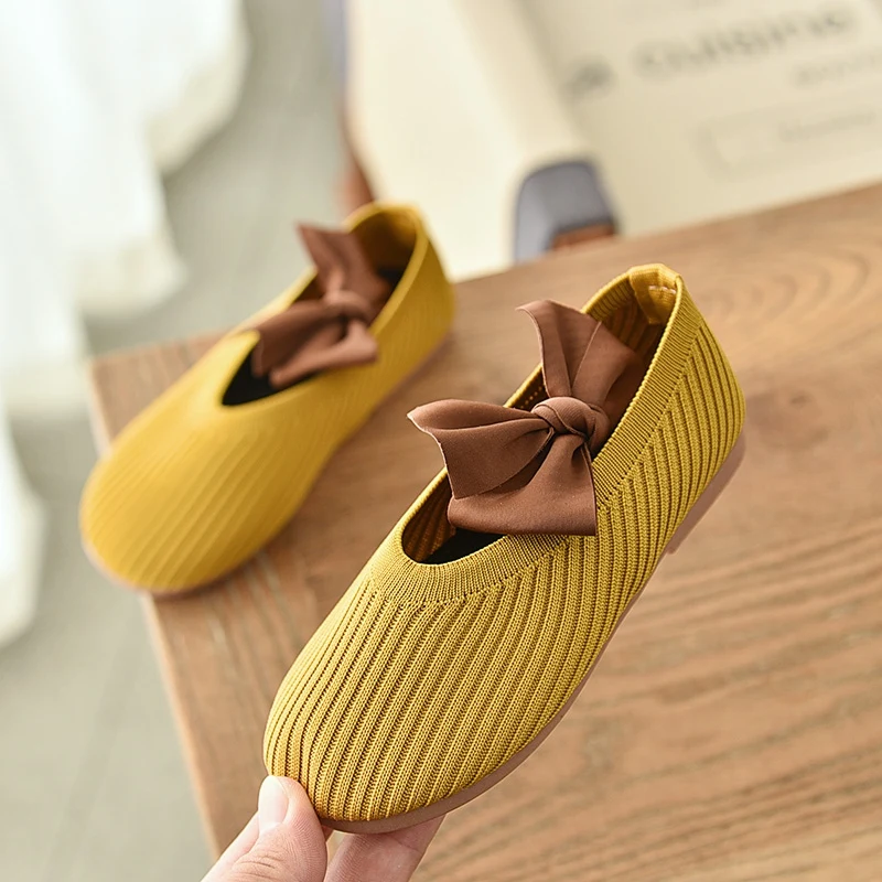 Детская обувь для девочек котята принцессы с бантом 3 цвета 21 30 мягкой подошвой