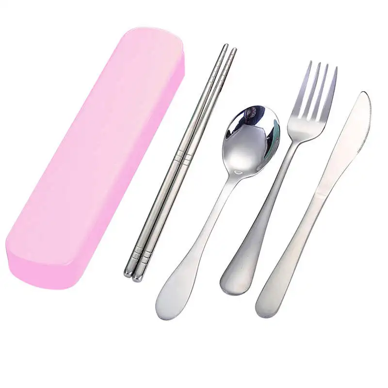 

New 4 Pcs Portable Chopsticks Fork Spoon Knife Travel Cutlery Set Eating Tool Product Selling Household Standby -45
