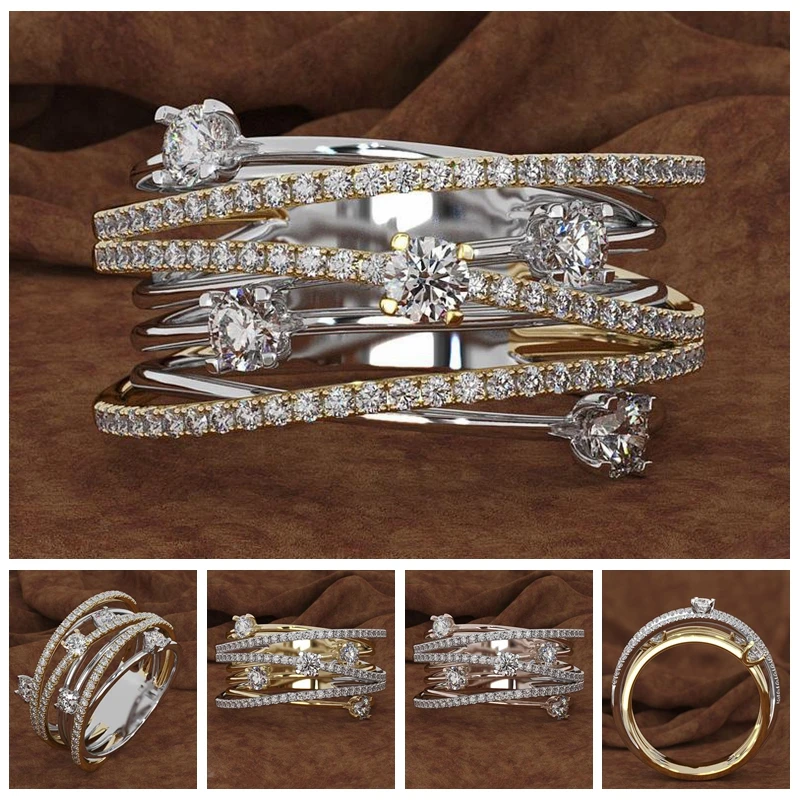 Лидер продаж новые роскошные кольца с инкрустированным микро цирконием для