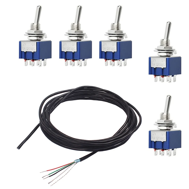 

1X 4 Conductor Shielded Wire Guitar Circuit Wiring Hookup Wire Pickup Cable & 5Pcs Electronic Guitar Toggle Switch