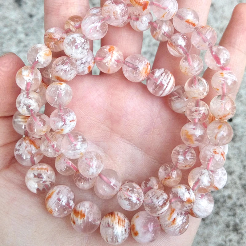 

Natural Snow Phantom Quartz bead bracelet round perle charm semi precious gemstone Jewelry Making DIY special beads women gift