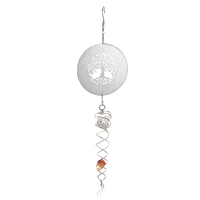 3d wind spinner tree of life wall hanging ornament stainless steel spiral wind chimes with spiral tail ball home room decor