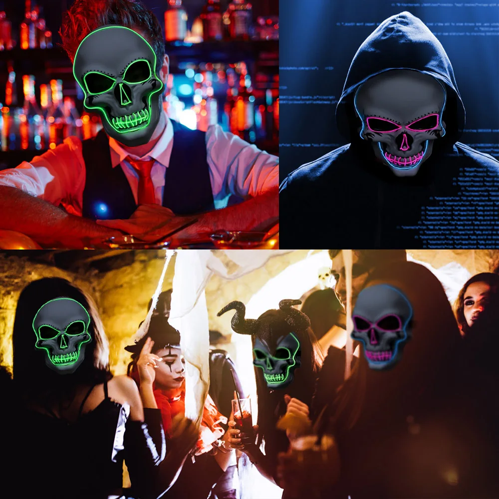 Светодиодная маска для Хэллоуина Судная ночь светящаяся в темноте страшная