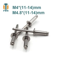 10 pcs m4m4 8 11 14mm din en iso 15983 gb t 12618 4 stainless steel open end blind rivets pop rivets with protruding head