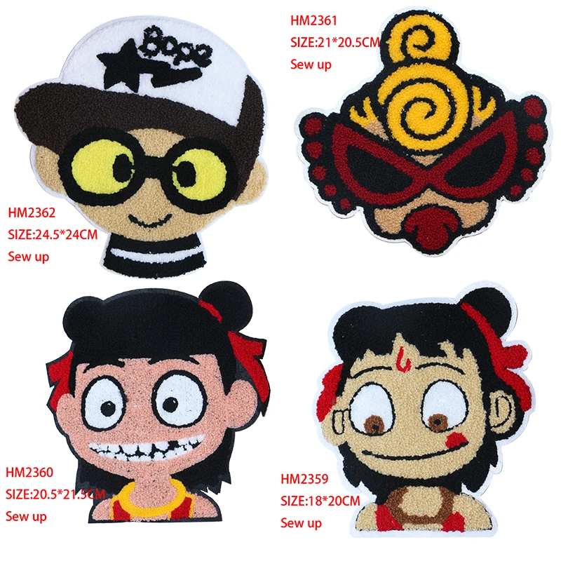 Cartoon Decorative Patch Nezha boy icon Towel Embroidered Applique Patches For DIY Iron on Badges clothes Stickers | Дом и сад