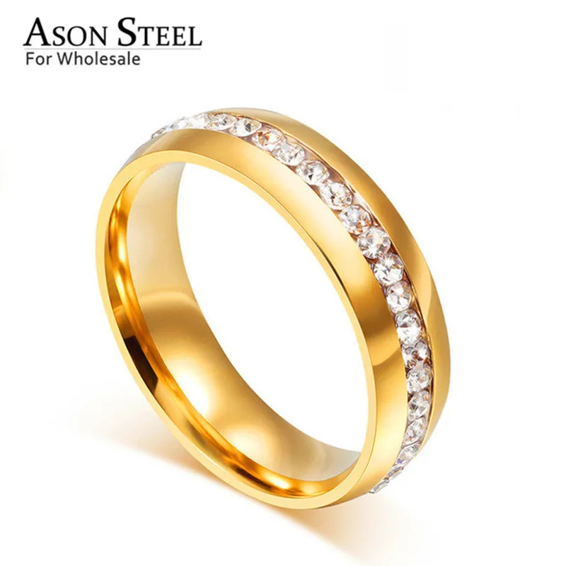 Женские и мужские обручальные кольца с кристаллами из нержавеющей стали|Кольца| |