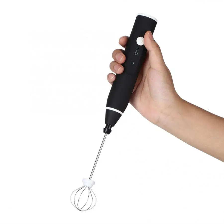 Milk Frother Electric Automatic Egg Beater Mixer Milk Frother 3 Speed Adjustable Blender with USB Charging Black Foamer