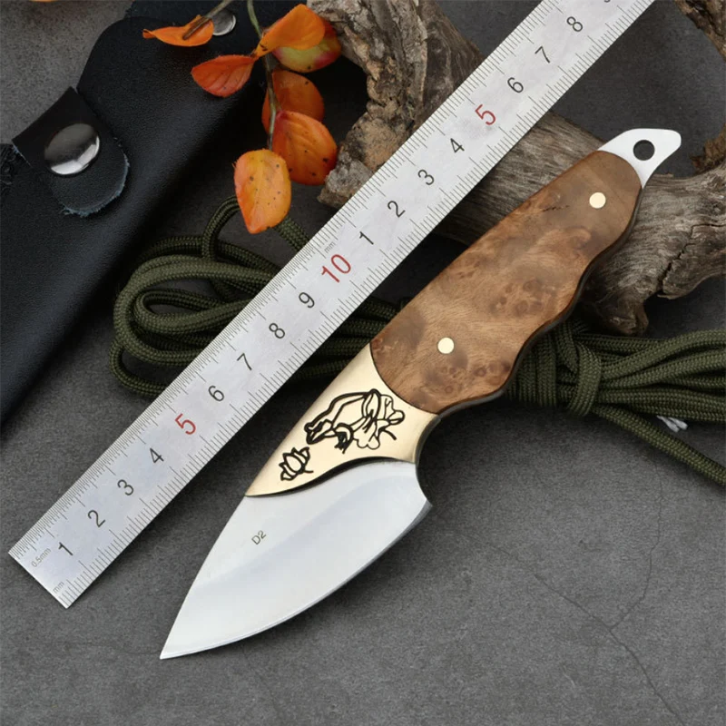 

Free shipping Handmade Hunting Knife D2 steel Camping Survival Knife Fixed Blade Tactical High hardness Knife