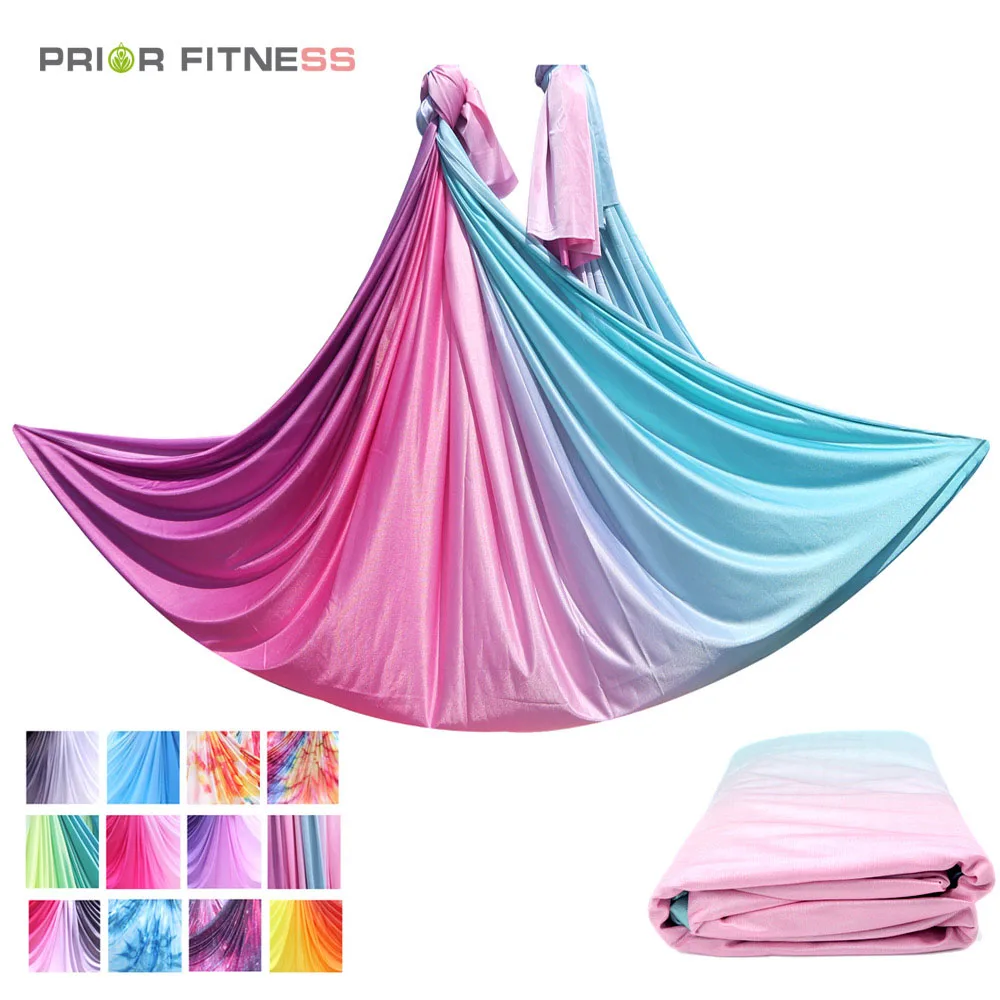 

FITNESS Ombre Colorful 14Yards /12.8 Meters Aerial Silks Fabric Low Stretch Nylon High Strength Fly Silk Yoga fly trapeze indoor