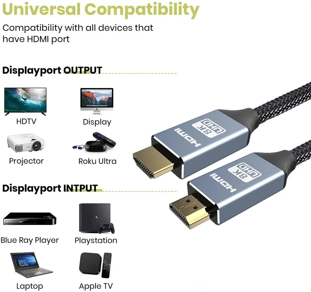 8K 48gbps HDMI-совместимый кабель 2 1 4K @ 120Hz 60Hz eARC HDR для Apple TV Roku Sony LG Samsung Xbox RTX 3080 3090 PS5 |