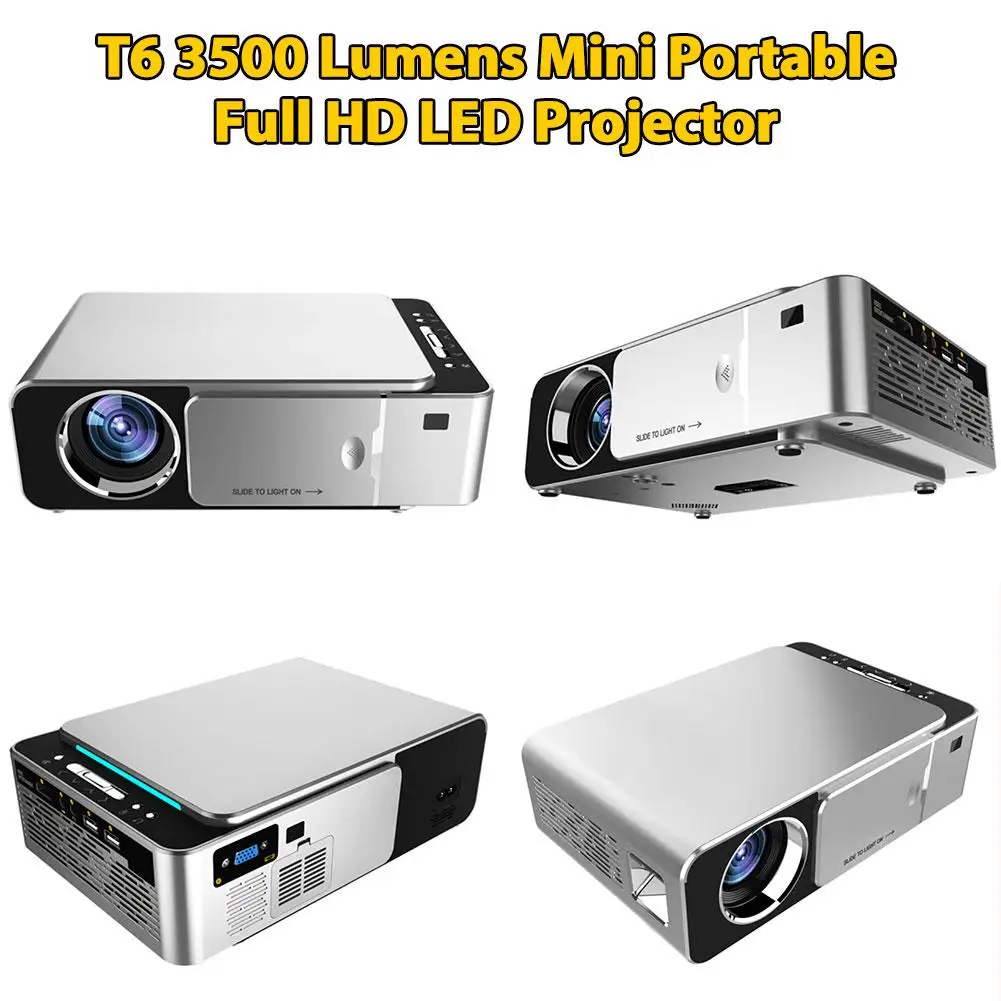 T6 3500 люмен Мини Портативный Full HD светодиодный проектор 4K 3D 1080P домашний кинотеатр Beamer Android 9,0 wifi та же версия экрана Video Pro