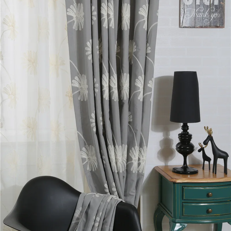 

Modern Curtains for Living Dining Room BedroomSimple Chinese Style White Curtains Embroidery Window Screen Blackout Curtains