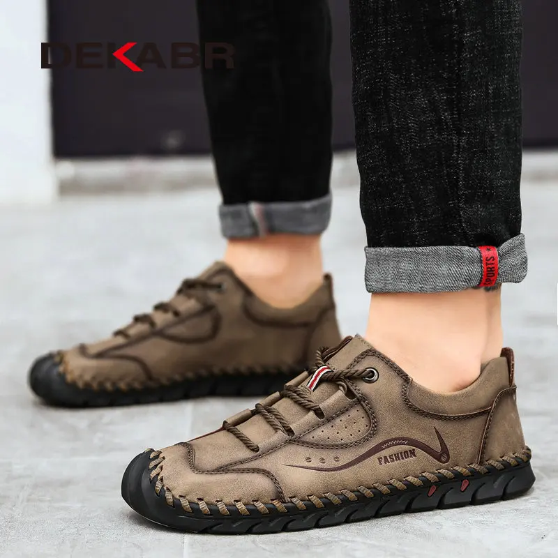 DEKABR Split Leather Men Shoes Luxury Brand Trend Casual Sneakers Breathable Leisure Male Footwear Chaussure Homme | Обувь