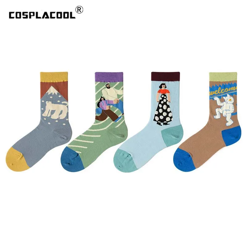 

[COSPLACOOL]Casual Harajuku Funny Socks Women Skarpetki Art Cartoon Cute Socks Femme Calcetines Mujer Sokken Skarpety Unisex