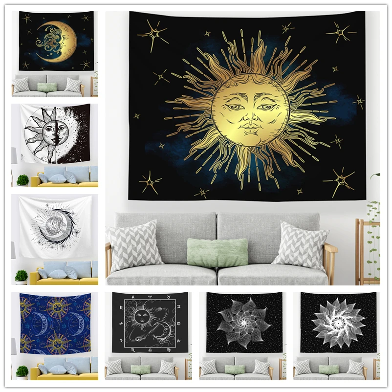 Гобелен с изображением мандалы Таро Солнца и Луны настенное украшение