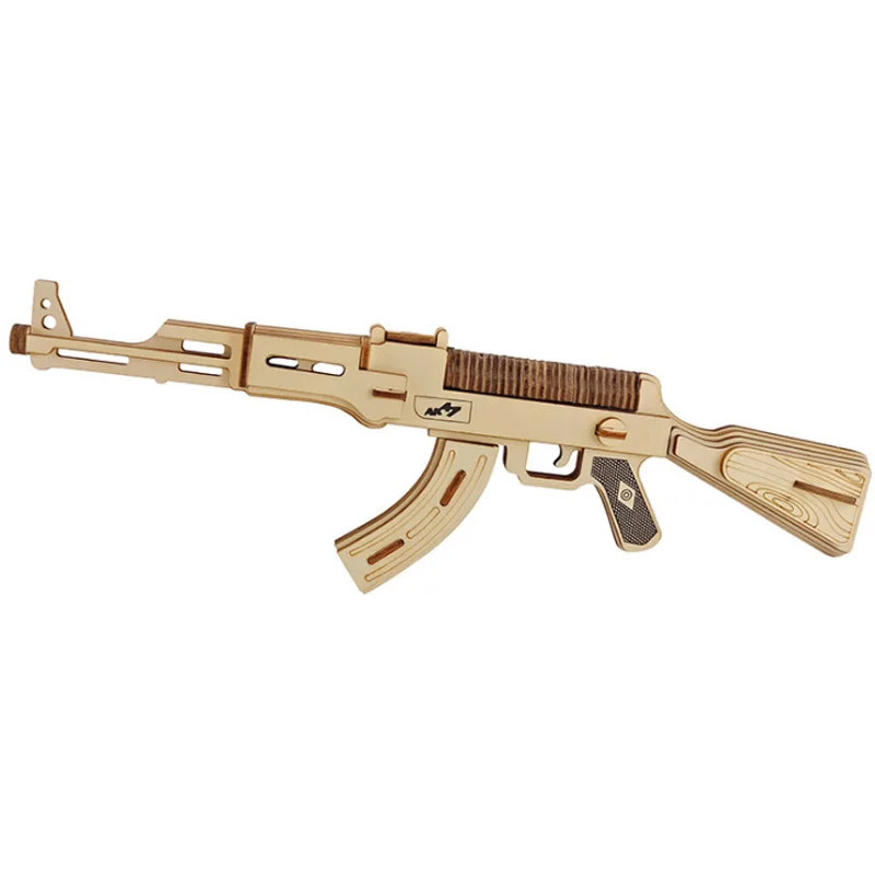 3D Деревянный пистолет пазл AK47 Submachine Gun строительная модель сделай сам лазерная