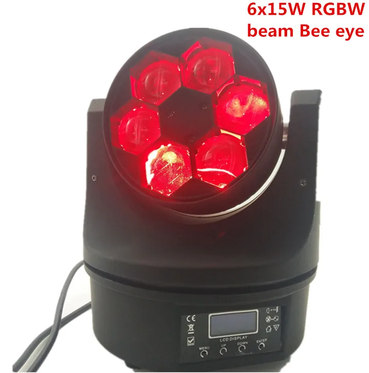 Новое сценическое осветительное оборудование 6x15 Вт RGBW 4в1 6 Bee Eyes движущиеся фары