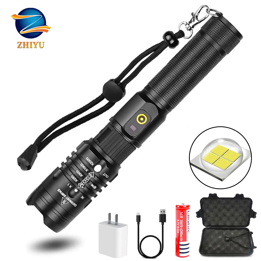 ZHIYU CREE XHP50 светодиодный фонарик супер яркий Тактический фонарь USB Перезаряжаемый