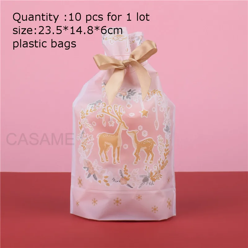 deer ribbon 10pcs Свадебный подарок для гостей пакет сумки печенья пакет подарки на праздник Декор упаковочные бумажные пакеты - Цвет: deer ribbon 10pcs