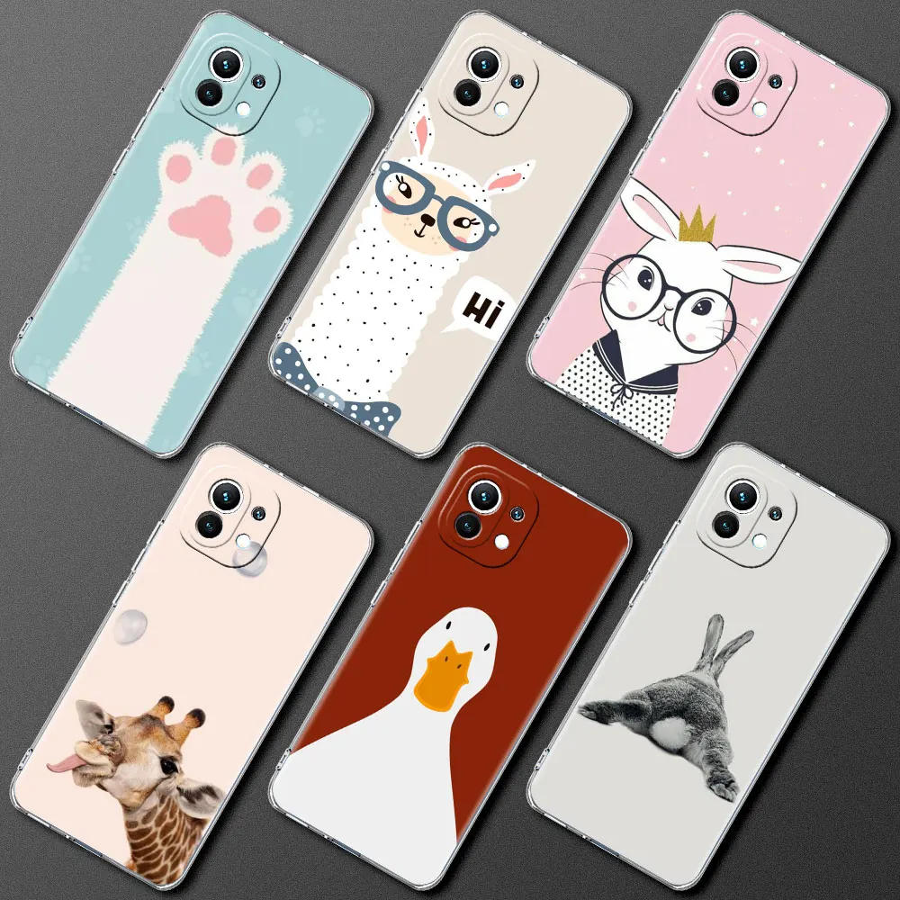 

Clear Case For Xiaomi Mi Poco X3 NFC 10T Pro M3 Note 10 Lite 9T F3 Shockproof Soft Silicone Phone Cover Cute Animal Cat Dog Full
